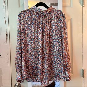 H&M Mock Neck Floral Blouse